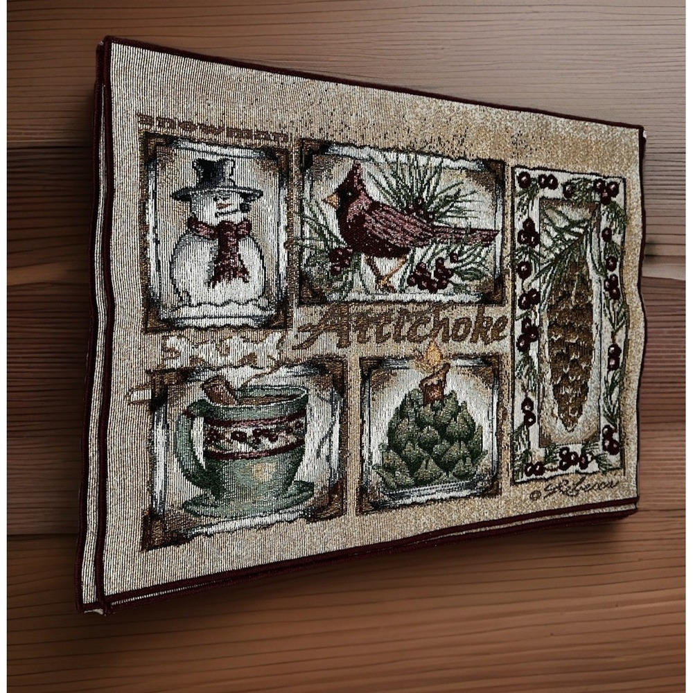 Snowman Merry Christmas Placemats Set Of 4 hot chocolate, cocoa Winter Xmas Bird